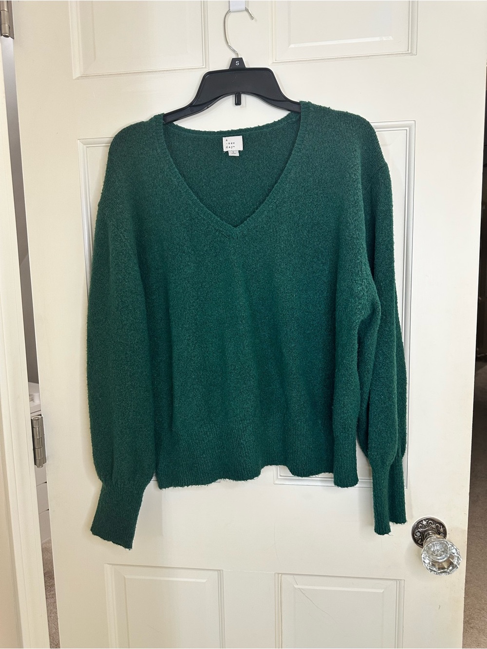 a new day dark Green V-Neck Women's Sweater